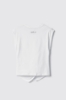 T-shirt smanicata con incrocio sul davanti e logo in strass neri • Bianco