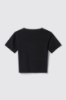 T-shirt crop con dettaglio scollo quadrato con bottoni oro logati • Nero