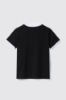 T-shirt paricollo con stampa logo e bottoni logati oro • Nero