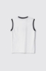 T-shirt parocollo smanicata con logo stampa e bottoni logati oro • Bianco