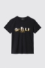 T-shirt paricollo con appl. brick oro/argento • Nero