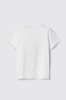 T-shirt paricollo con stampa logo e applicazione strass neri • Bianco