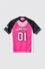 T-shirt con inserto in pizzo • Rosa nero