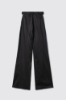 Pantalone a palazzo in twill con fianchi in raso • Nero gesso