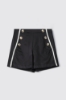 Short a vita alta in twill e raso con bottoni • Nero gesso