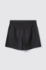 Short a vita alta in twill e raso con bottoni • Nero gesso