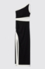 Abito lungo monospalla in lycra • Nero gesso