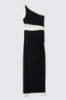 Abito lungo monospalla in lycra • Nero gesso