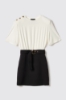 Abito corto all-in-one in cady e modal • Nero bianco