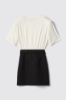 Abito corto all-in-one in cady e modal • Nero bianco