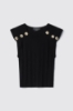 Top cropped in punto traforato • Nero
