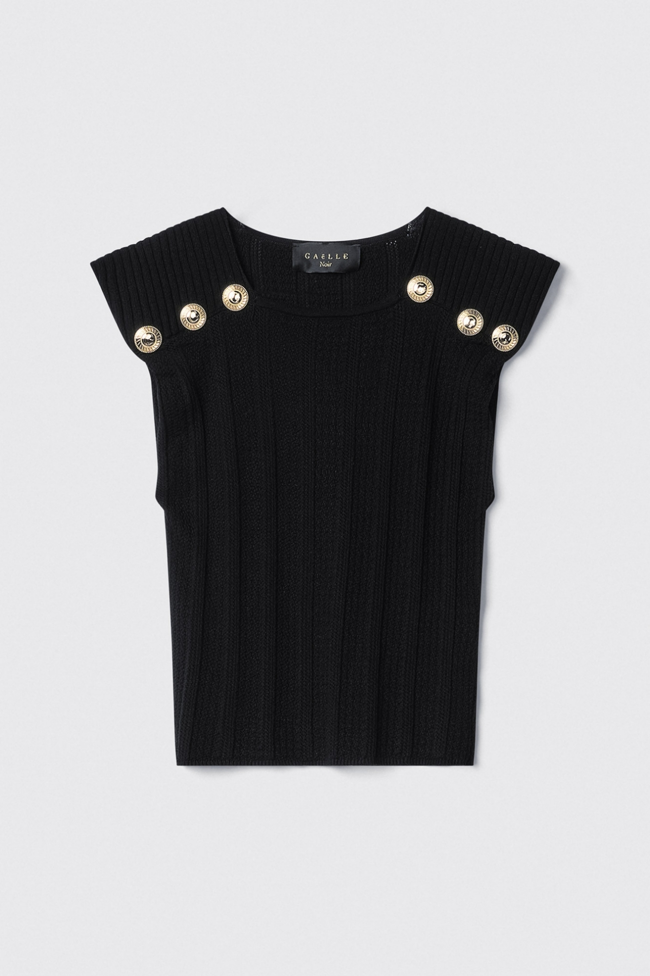 Top cropped in punto traforato • Nero