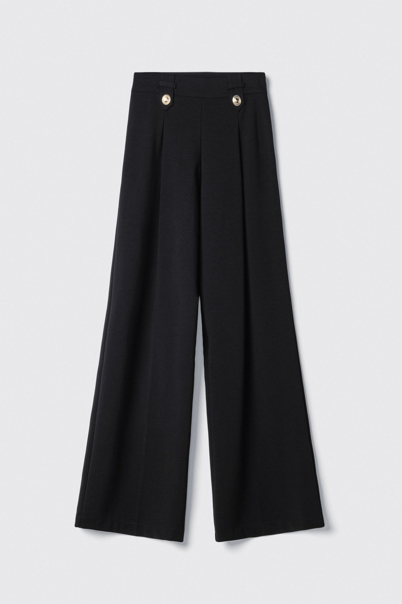 Pantalone dritto con dettaglio in vita • Nero