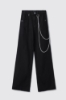 Pantalone boy over loose fit con catene strass • Nero