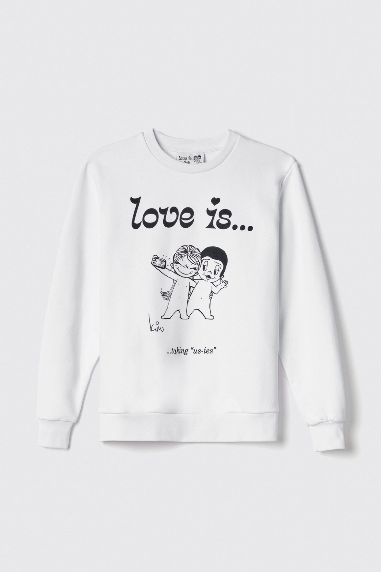 Picture of Long-sleeved round-neck sweatshirt with print • White