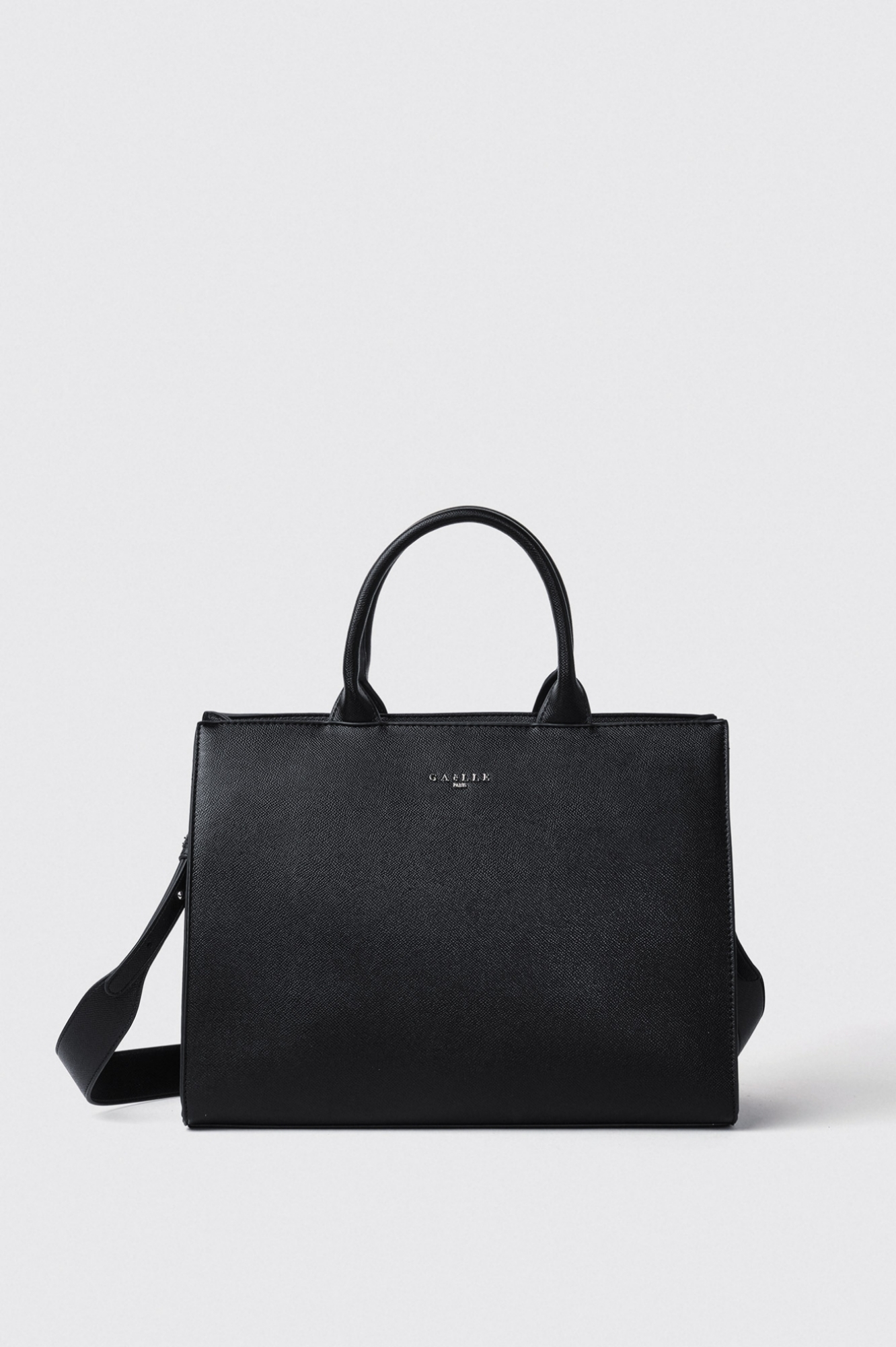 Maxi shopper con logo in metallo • Nero
