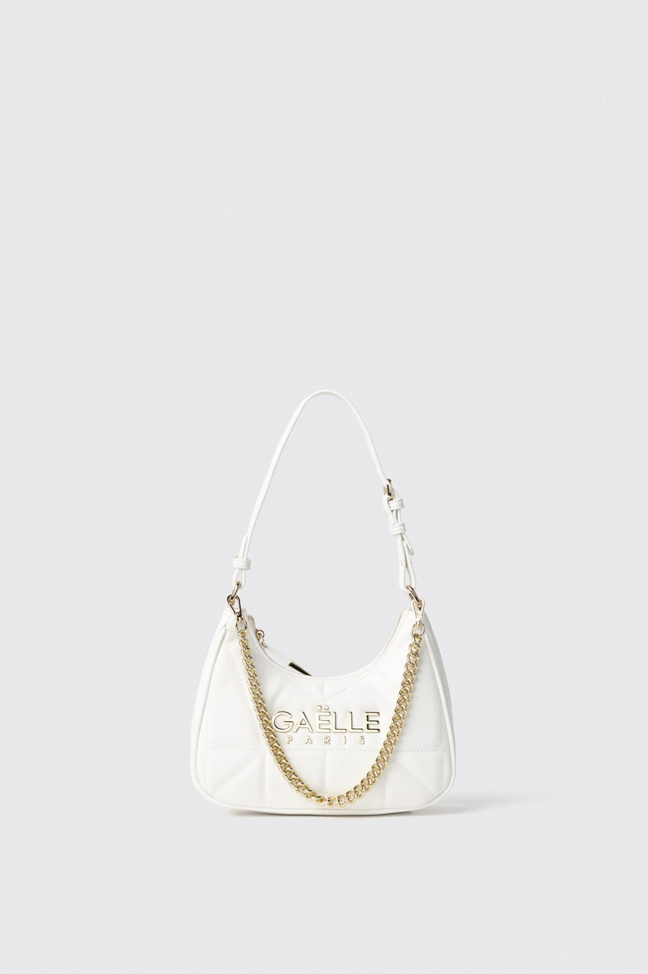 Reg shoulder strap con matelasse' e logo in metallo • Bianco