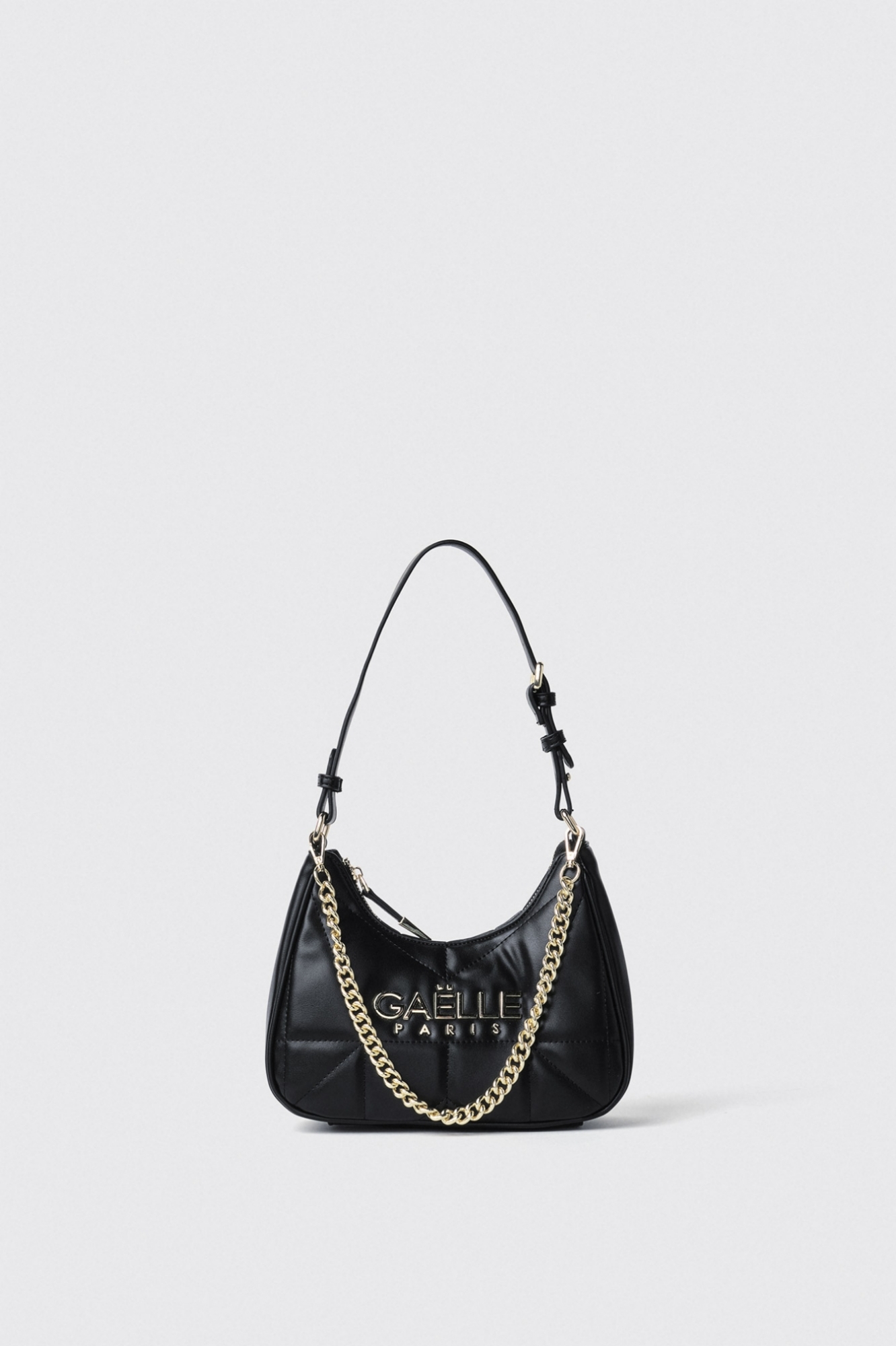 Reg shoulder strap con matelasse' e logo in metallo • Nero