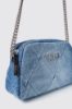 Reg camera bag denim a rombi applicazione metal logo • Denim light blu