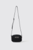 Mini camera bag plisse' con logo in metallo • Nero