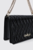 Reg shoulder strap plisse' con logo in metallo • Nero