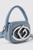 Mini shoulder strap denim con strass e applicazione maxi g • Blu