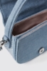 Mini shoulder strap denim con strass e applicazione maxi g • Blu