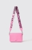 Mini shoulder strap con logo in metallo e tracolla personalizzata • Rosa
