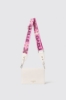 Mini shoulder strap con logo in metallo e tracolla jacquard • Bianco
