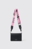 Mini shoulder strap con logo in metallo e tracolla jacquard • Nero