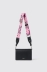Mini shoulder strap con logo in metallo e tracolla jacquard • Nero