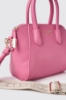 Mini duffle con logo in metallo e tracolla jacquard • Fucsia
