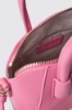 Mini duffle con logo in metallo e tracolla jacquard • Fucsia