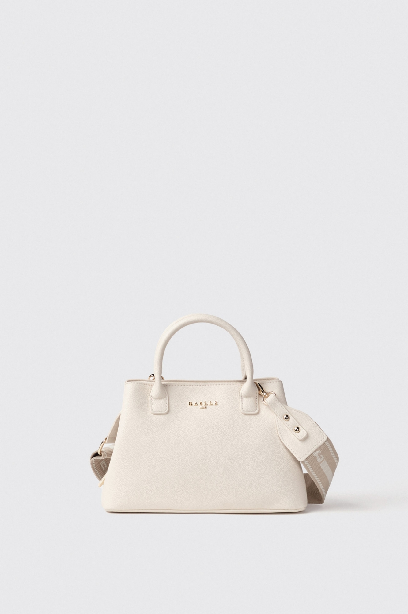 Reg shopper strap con logo in metallo e tracolla jacquard • Bianco