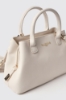 Reg shopper strap con logo in metallo e tracolla jacquard • Bianco