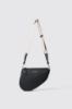 Reg moon bag con logo in metallo e tracolla jacquard • Nero