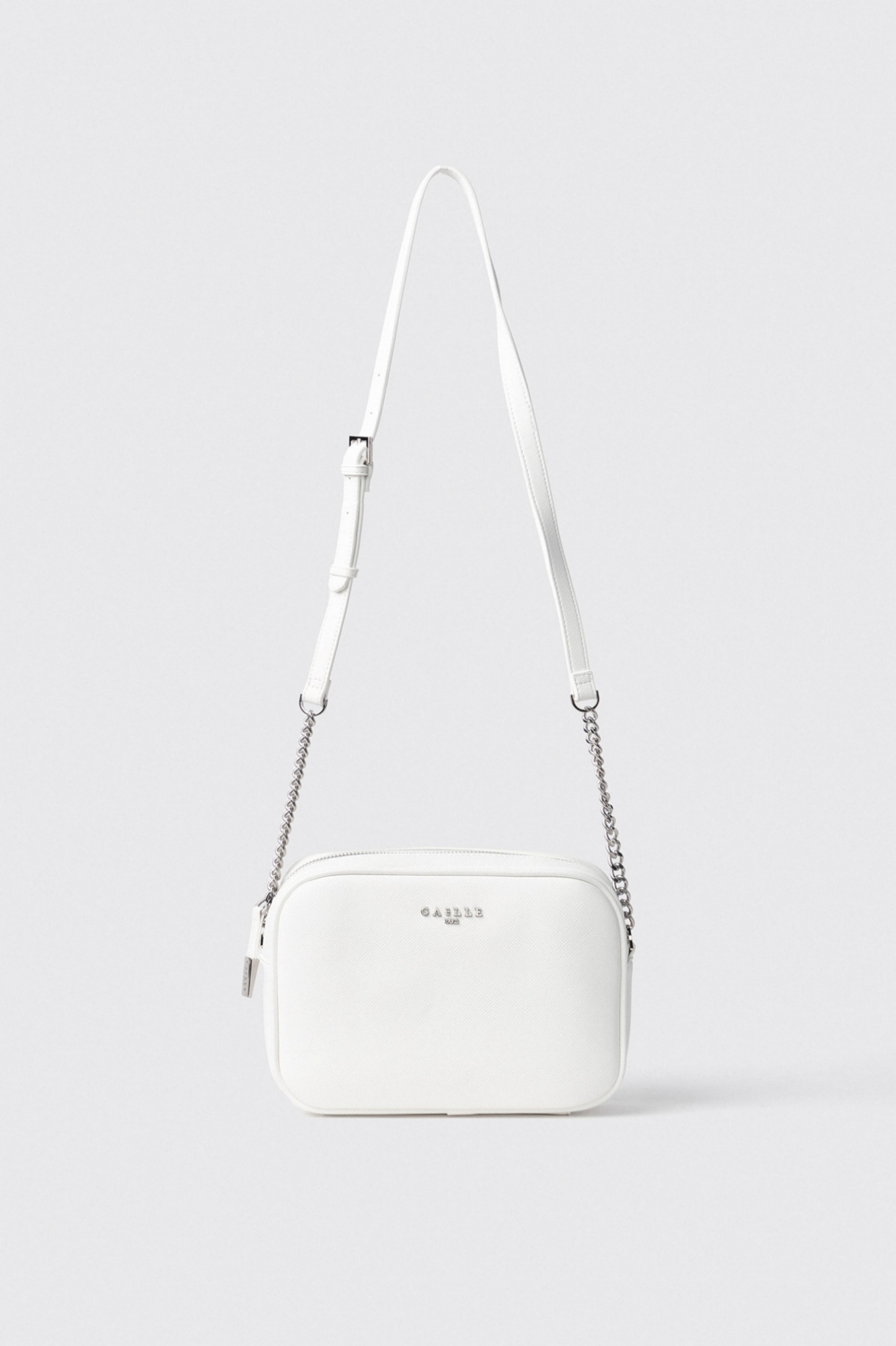 Reg camera bag con logo in metallo • Bianco