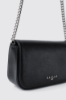 Mini shoulder strap con logo in metallo • Nero