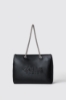 Maxi shopper con logo embossed • Nero