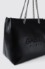 Maxi shopper con logo embossed • Nero