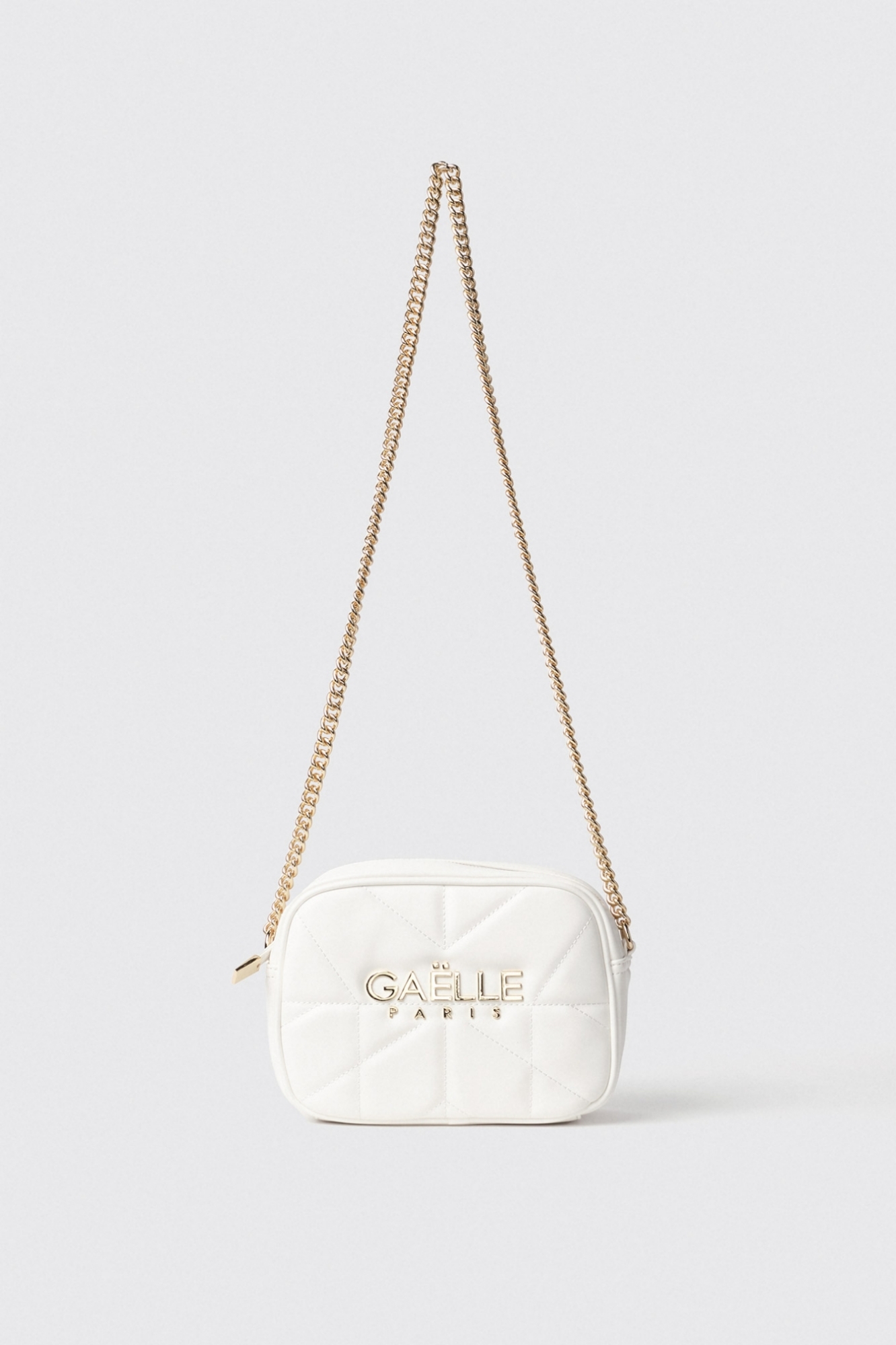 Reg camera bag con matelasse' e logo in metallo • Bianco