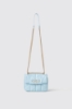 Mini shoulder strap matelasse' e logo in metallo • Celeste