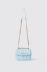 Mini shoulder strap matelasse' e logo in metallo • Celeste