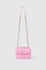 Mini shoulder strap matelasse' e logo in metallo • Rosa