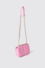 Mini shoulder strap matelasse' e logo in metallo • Rosa