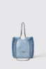 Reg. bucket denim a rombi e applicazione metal logo • Denim light blu