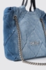 Reg. bucket denim a rombi e applicazione metal logo • Denim light blu