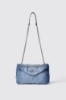 Reg shoulder strap denim a rombi applicazione metal logo • Denim light blu