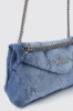 Reg shoulder strap denim a rombi applicazione metal logo • Denim light blu