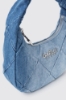 Maxi hobo denim a rombi applicazione metal logo • Denim dark blue